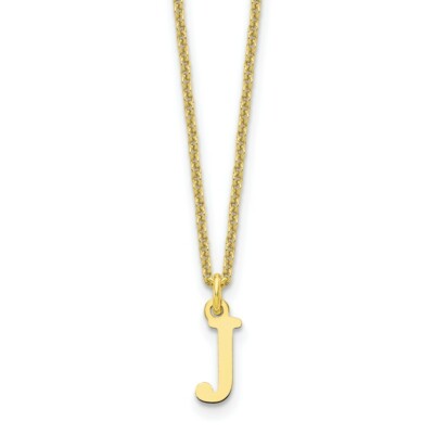 Real 10kt Yellow GoldY Cutout Letter J Initial Necklace; 18 inch