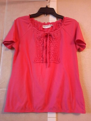 Ladies Rebecca Malone Crochet Yoke Blouse Small