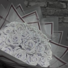 Roses made of satin fabric