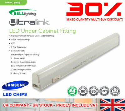 LED UNTERSCHRANK SCHRANK STREIFEN LICHTER VERBINDBAR 4000K KALTWEISS LANG 3FT 4FT 