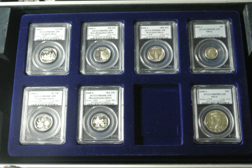 PCGS PR69, 1999 S -2004-S SILVER PROOF QUARTERS, DIMES AND HALF DOLLARS & CASE - Image 3 of 4
