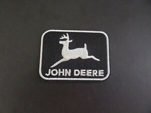 JOHN DEERE/" BLACK /& SILVER  Embroidered 2-1//4 x 3 Iron On PATCH