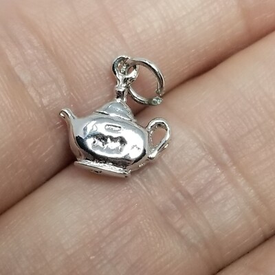 Vintage Tiny Teapot Sterling Silver Charm Pendant, Tea Party Estate