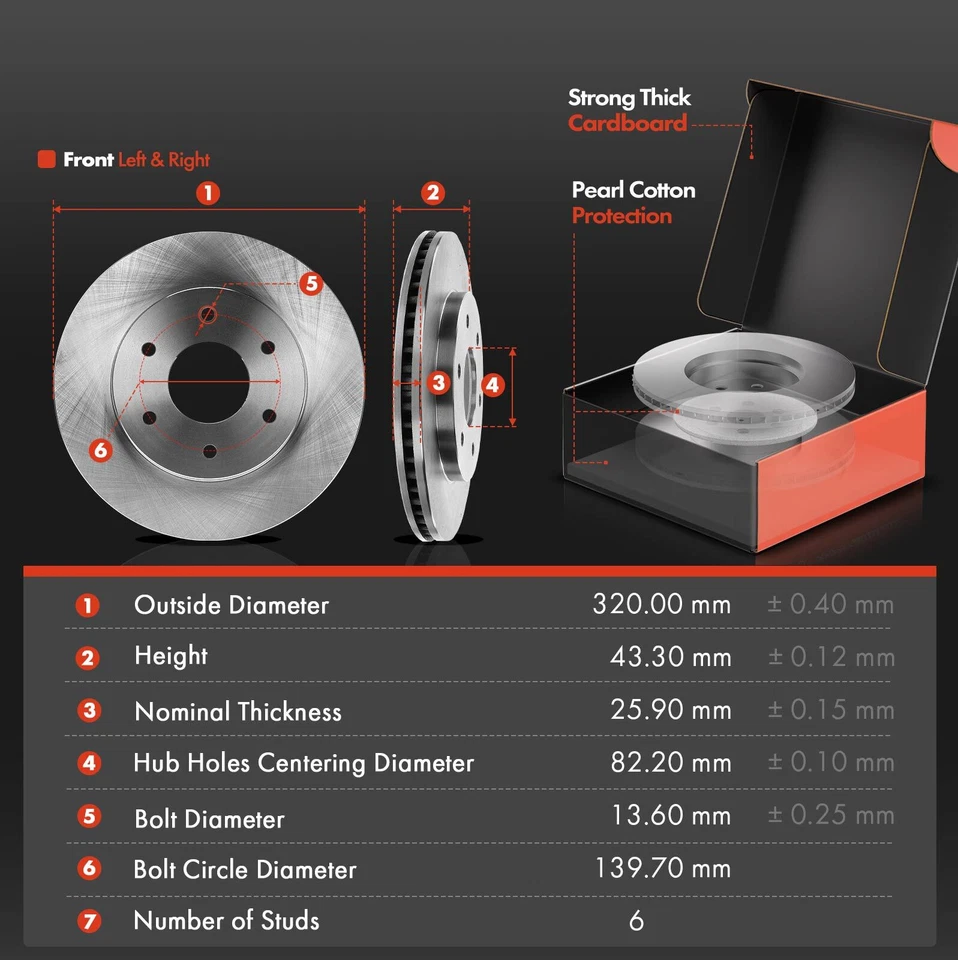 Rotor y pastilla de freno de disco delantero y trasero + cojinete de buje para INFINITI QX56 04-05 Nissan Foto 2 de 4