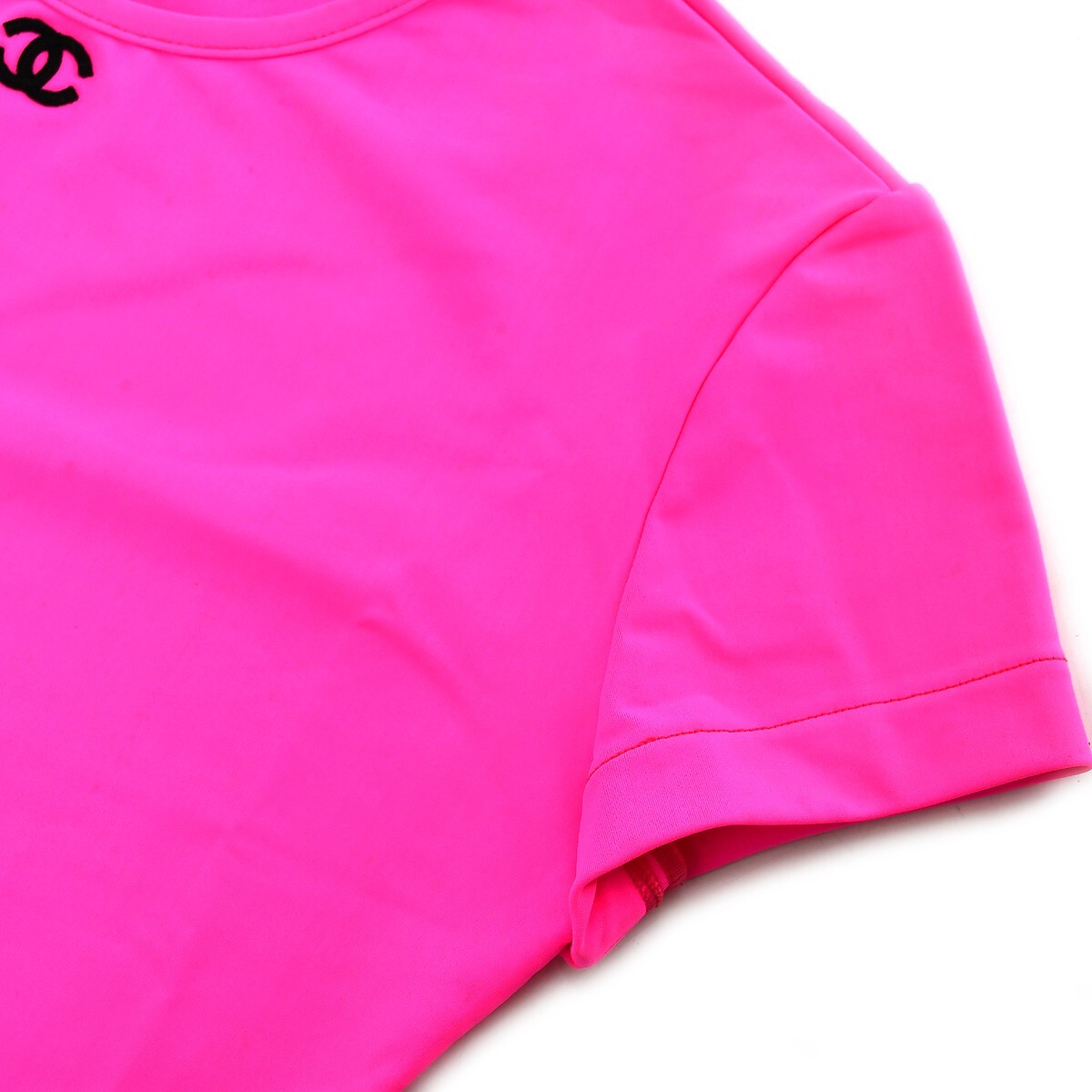 CHANEL ピンク ロゴ刺繍 Tシャツ 38/40 Chanel Cropped T-shirt Pink P95 #38 162591 | eBay