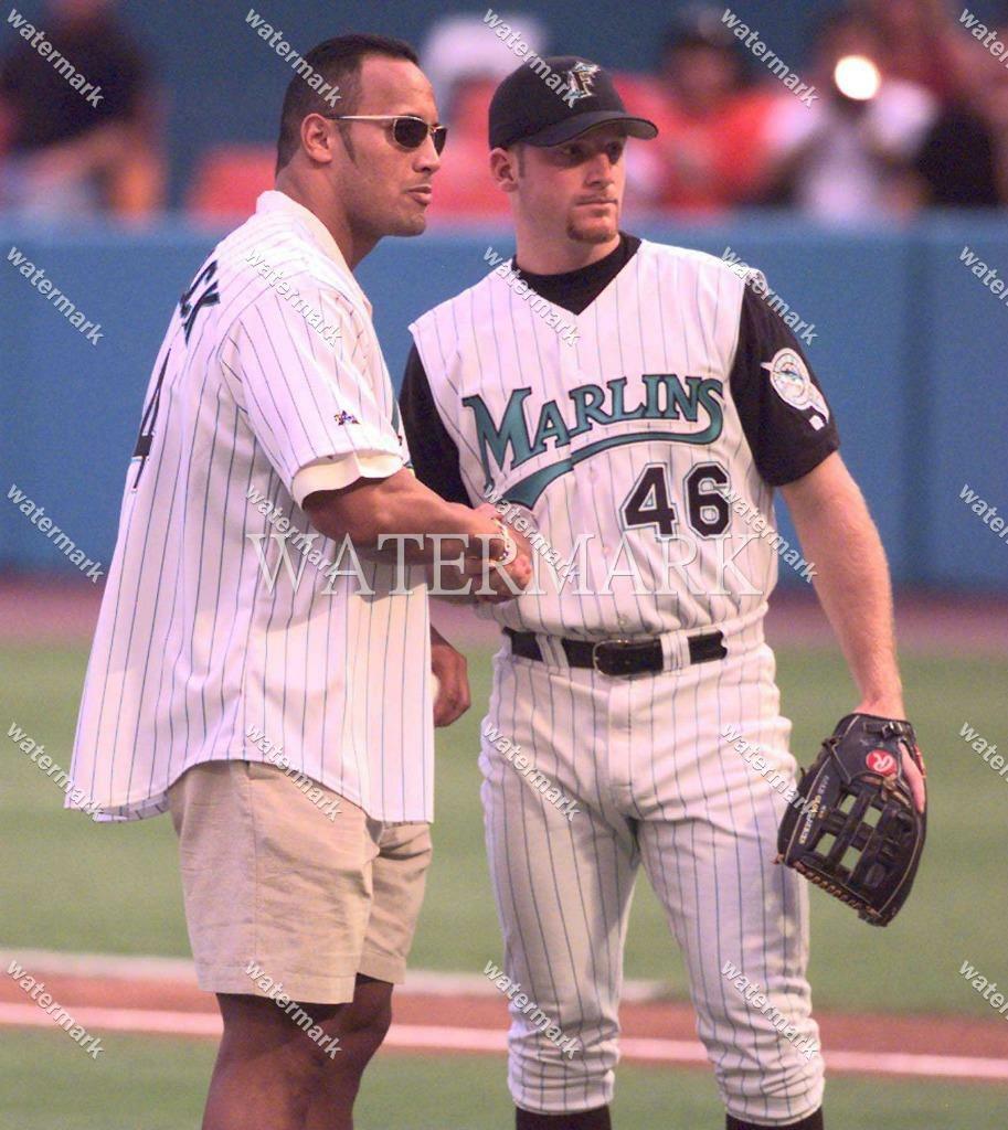 G640 Dwayne Johnson The Rock 1st Pitch Miami Florida 8x10 11x14