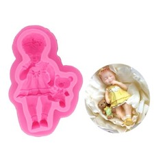 Silikon Form Baby Geburt Mädchen Spitze Tortendeko Lace Fondant Schokolade Mould