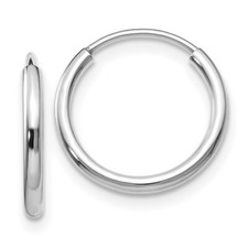 14k White Gold 1.5mm Polished Endless Hoop Earrings 0.48gm L-15mm, W-15mm