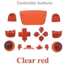 Clear Red Playstation 5 PS5 Full Set ABXY R1 L1 R2 L2 Thumbstick D-Pad Button
