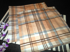 Pair 18 x 18 PEACH, GRAY , BROWN PLAID FARMHOUSE FLANNEL PILLOW COVERS New F62