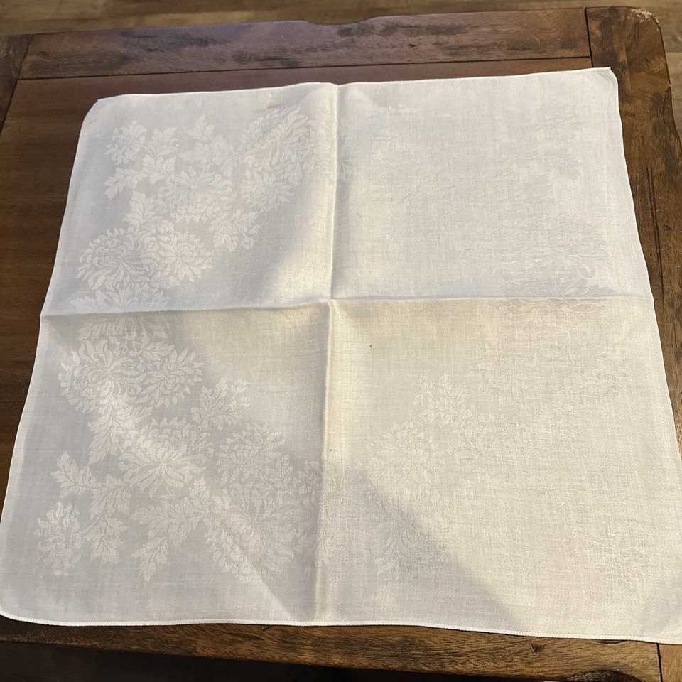 5 Large Irish Linen Napkins 22” Square Peonies Vintage eBay