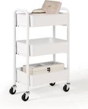 3-Tier Delicate Compact Rolling Metal Storage Organizer - Mobile Utility Cart