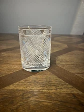 One (1) Ralph Lauren Safari Argyle Lion Crest Double Old Fashion Whiskey Glass