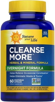 Cleanse More Overnight Formula | 60 Vegetarian Capsules | by Renew Life