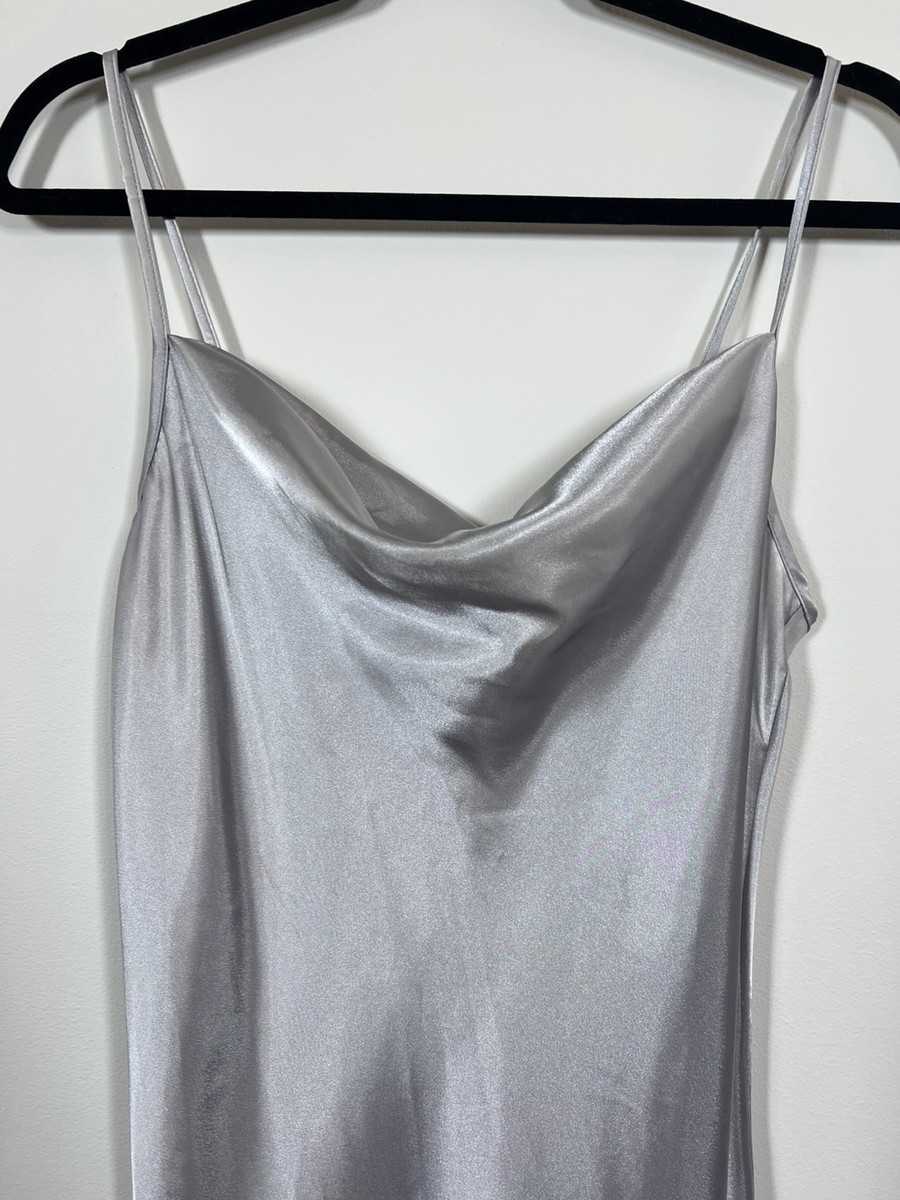 bebe silver slip dress bebe Velvet Burnout Slip Dress Silver MD at Amazon Women's Clothing store