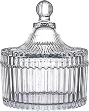 Glass Candy Storage Box Clear Sugar Dish with Lid Crystal Covered Candy Bowl Apo