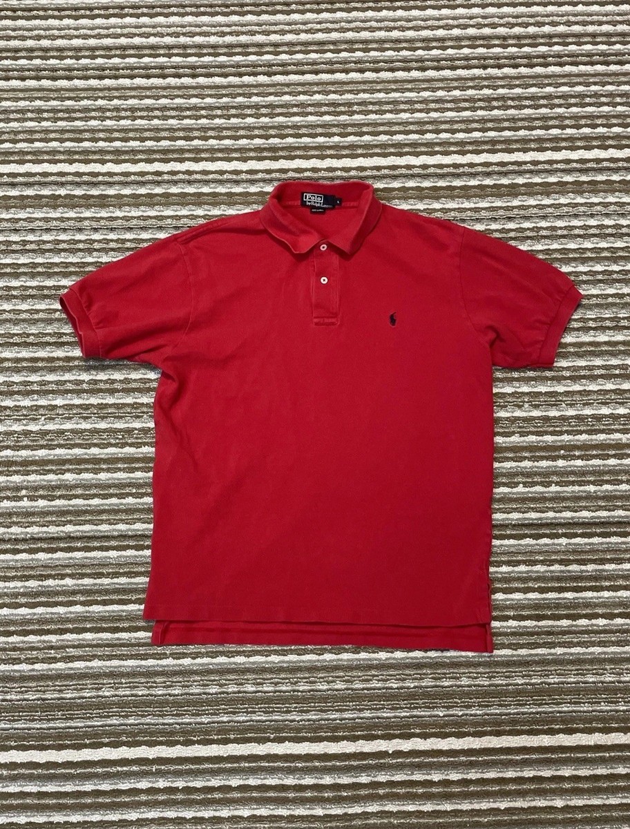 Vintage Ralph Lauren Polo Shirt Mens Large Red Black Pony Casual