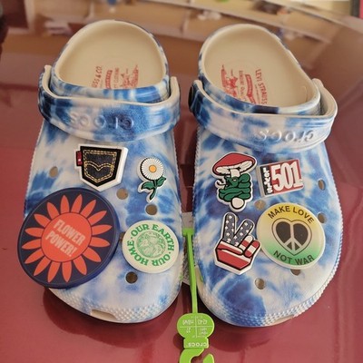 Levi's X Crocs Clogs M9 W 11 NWT Limited Edition Collaboration Tie Dye W/Jibbitz