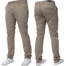 Enzo Chino Trousers Mens Slim Fit Cotton Stretch Pants Skinny Jeans All UK Sizes