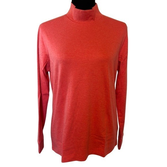 NWT L.L. Bean Heathered Red Mock Turtleneck Long Sleeve Shirt Size Medium
