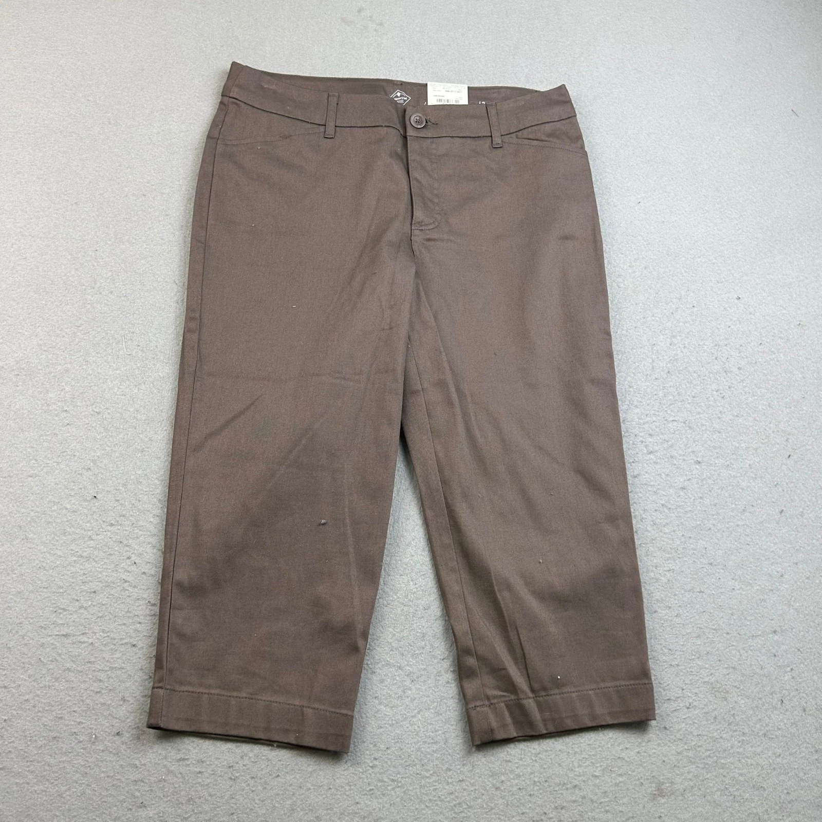 St Johns Bay Pants Womens 12 Brown Lightweight Mid Rise Capris NWT