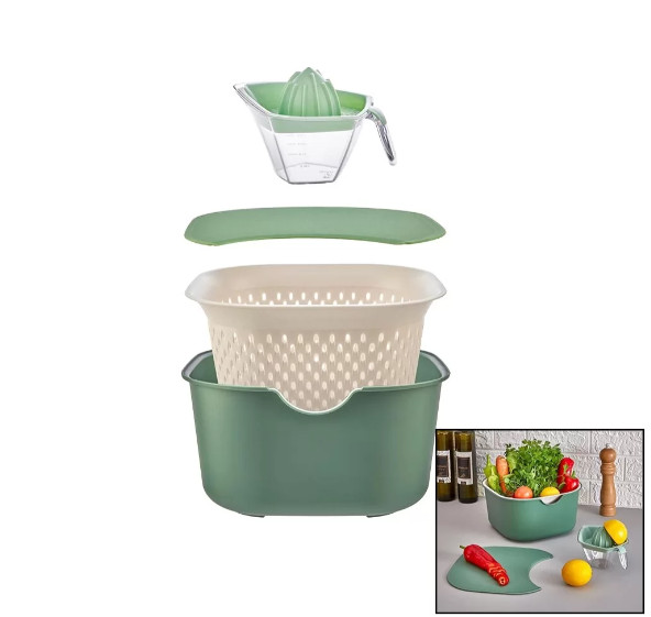 Moi All-in-One Salad maker Large Salad Bowl lemon juicer colander chopping board
