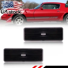 2X Smoke Lens Front Bumper Side Marker Lights For 1978-1981 Chevrolet Camaro Z28