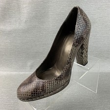 Stuart Weitzman Pumps Snake Print Leather Round Toe Block Heel Shoes Size 8N