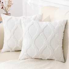 decorUhome Throw Pillow Covers 18x18 Inch 18 x 18 (Pack of 2), Cream White 