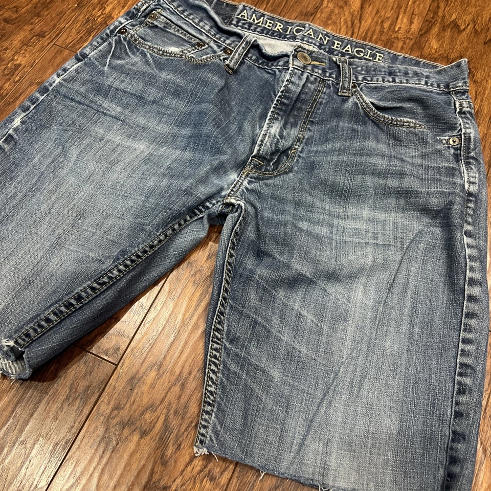American Eagle Jeans Men’s 30 Cut Off Shorts Jorts Original Straight Distressed - Image 3 of 4
