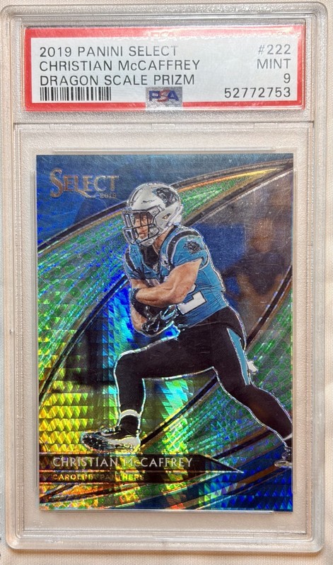 2019 Panini Select Christian McCaffrey #222 Dragon Scale Prizm /88 - PSA 9