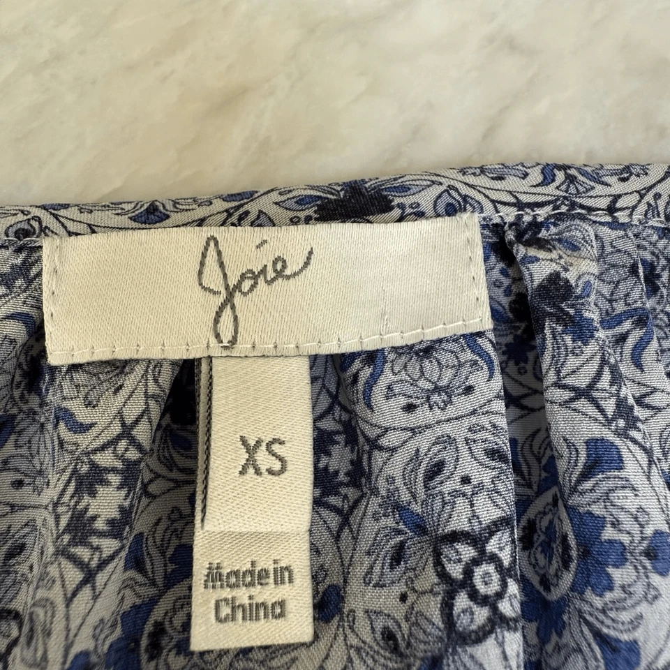 Mameluco Corto Joie Rialto Cielo Azul Blanco Floral 100% Seda Manga Larga Talla XS Foto 3 de 4