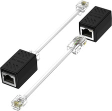 Phone Jack to Ethernet Cable Adapter, RJ45 8P8C Female to RJ11 6P4C Male for Lan
