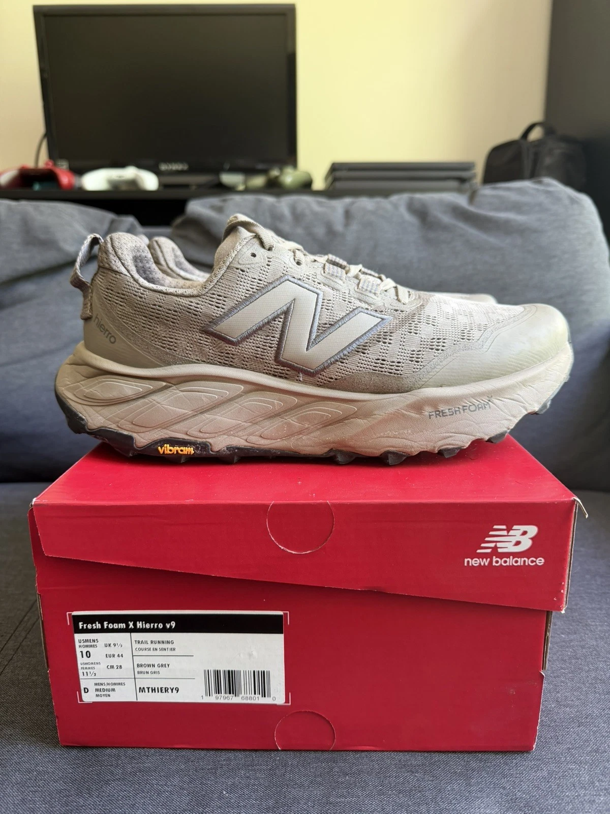 New Balance Fresh Foam X Hierro V9 Trail Arrid Stone Size 10 US Mens PLEASE READ