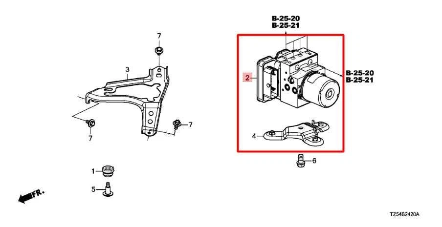Módulo de control de bomba de freno antibloqueo ABS 2017-2018 Acura MDX Advance 3,5 L AWD Foto 2 de 4