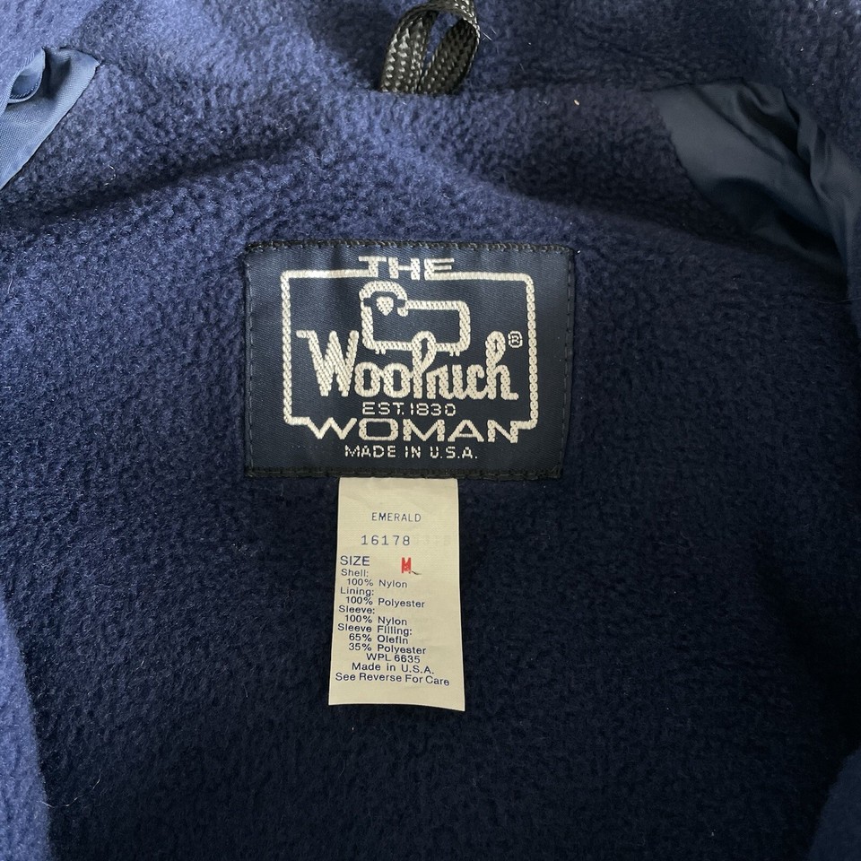 Vintage 90s Woolrich Womens Green Fleece Lined Bomber Zip Jacket Size M