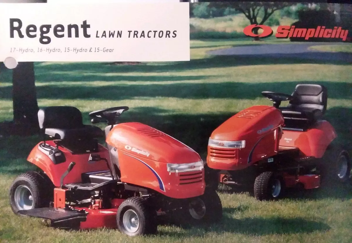 Simplicity Regent Lawn Tractor 17 16 15 hp Color Sales Brochure Manual Catalog