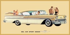 1958 Chevrolet Bel Air 4 Door Sport Sedan New STEEL Sign 8 x 16" Made in USA