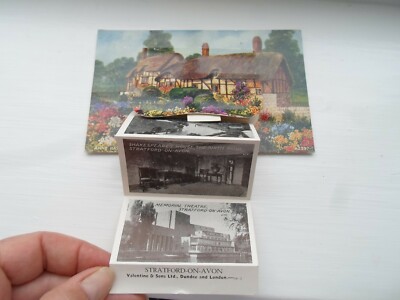 Anne Hathaways Cottage - Vintage Mailing Neuheit Karte + 12 herunterziehbare Ansichten §DP673