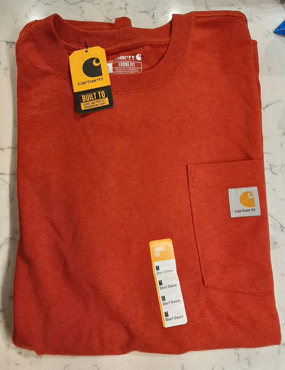 Carhartt Men's K87-M Workwear, Pocket Short Sleeve T-Shirt, Red Loose Fit  Size M