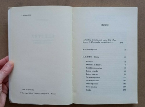 LIBRO ELETTRA Euripide 1990 Guardini Edizioni Canova testo originale a fronte - Picture 3 of 8