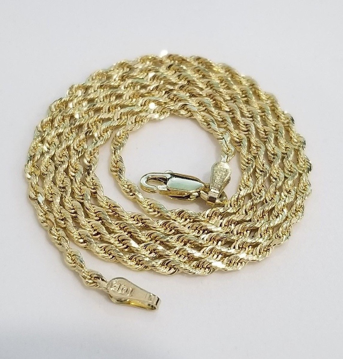 Real 10k Yellow Gold Necklace Rope Chain mm 16