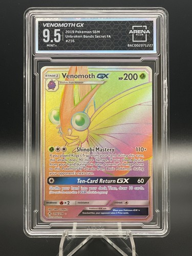 Venomoth Gx 2019 Pokemon Sun & Moon Unbroken Bonds #216 - Arena 9.5 Mint+ psa