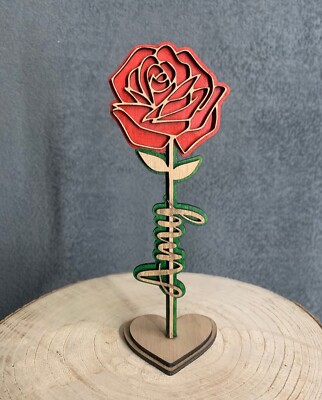 Individuelle Holz Rose Blume Ich liebe dich Geschenk, Romantisch Jahrestag Ornament Geschenk