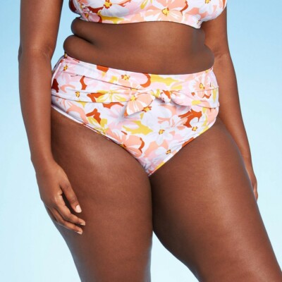 Juniors' Plus Size Sash  Leg High Waist Bikini Bottom - Xhilaration Pink 24W/26W