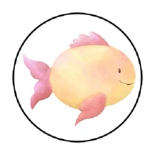 48 OCEAN FISH ENVELOPE SEALS LABELS STICKERS 1.2" ROUND FAVOR 