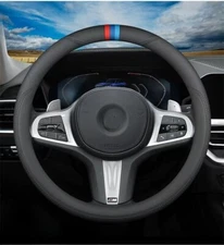 For 1990-2025 BMW All Cars Custom 15" Genuine Leather Steering Wheel Cover