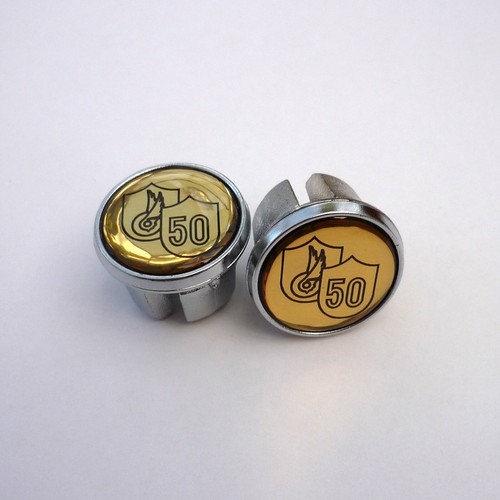 Vintage Style, Campagnolo 50th Anniversary, Chrome Racing Bar Plugs, Caps, Repro - Picture 1 of 4