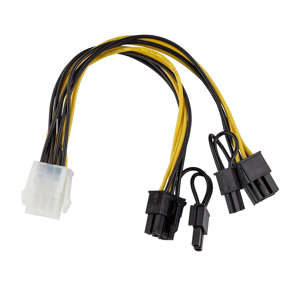 Grafikkarten-Stromadapter Y Stromkabel PCI-e 6-pin auf 2x 6+2-pin Stecker, 2 Stk - Bild 3 von 4