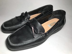 ladies black leather loafers size 7